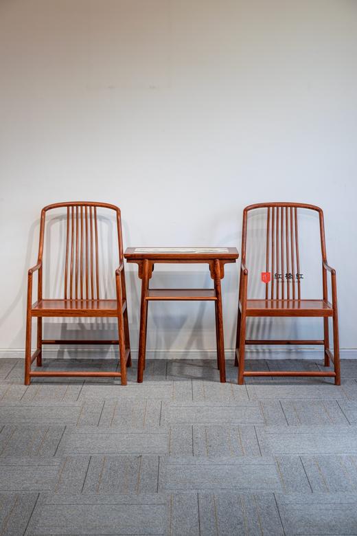 红桥红  家具严选  缅甸花梨(大果紫檀）  【嘉选梳背椅 三件套】 商品图0