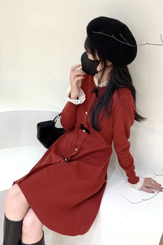 Stay2Weeks 红色氛围感蝴蝶结针织连衣裙 17783 商品图1