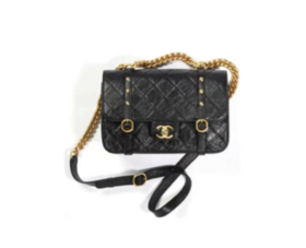 CHANEL香奈儿21B秋季系列 复古金扣金链翻盖小牛皮手机包零钱包邮差包手提单肩斜挎包 女款  黑色