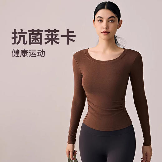 跃牌【周游世界系列】2024秋冬新款抗菌套头保暖拉绒运动长袖收腰抽褶运动服TP0781 商品图4