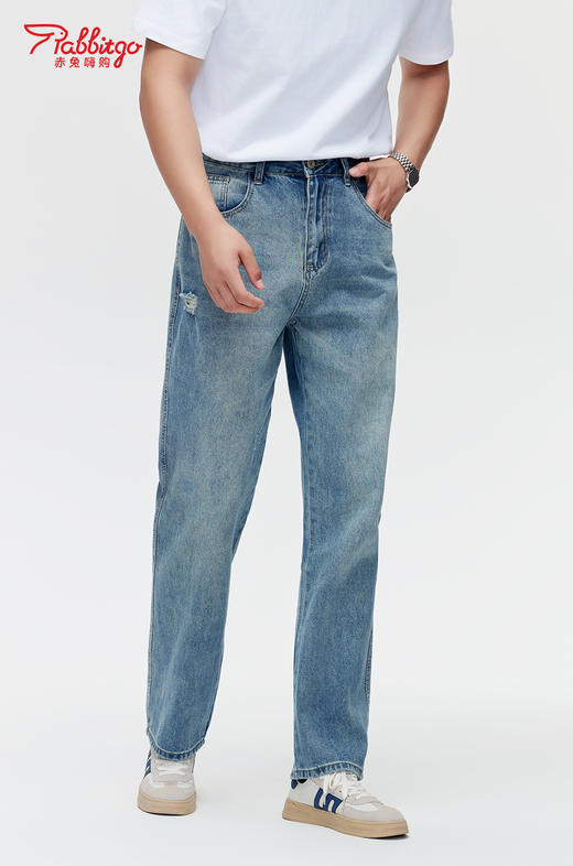 赤兔嗨购男装宽松阔腿牛仔裤2024年秋冬新款水洗长裤宽腿修饰身形 商品图0