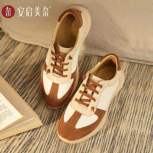 ARCHCONTACT安启美奈撞色舒适休闲真皮一脚蹬休闲鞋52982 商品图4