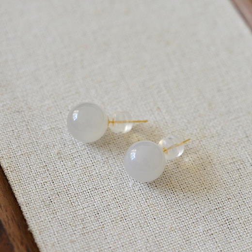 【积分】18K金和田玉烟紫耳钉  JD 商品图2