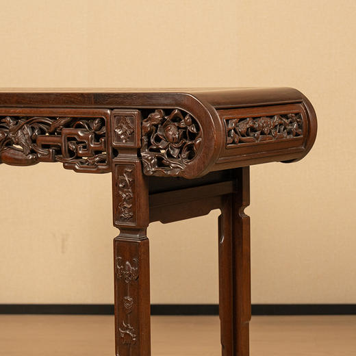 清 红木镶瘿木莲藕书卷式平头案 商品图3