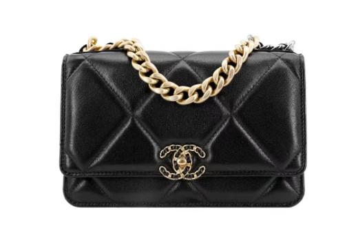 CHANEL香奈儿 19Ba9 WOC 菱格纹旋钮版 羊皮链条包单肩斜挎包  女款 黑色 商品图0