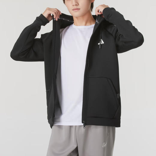 Adidas阿迪达斯男装秋季新款运动休闲连帽针织夹克IX5706 商品图2