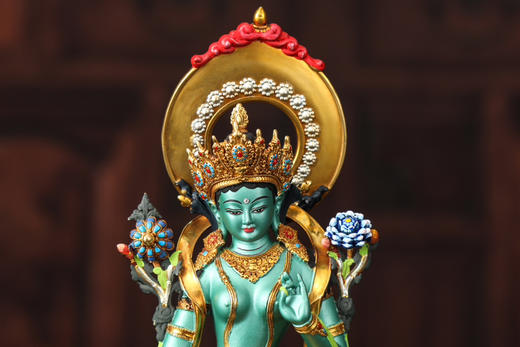 彩绘黄铜艺术像15cm（绿度母 白度母） 商品图3