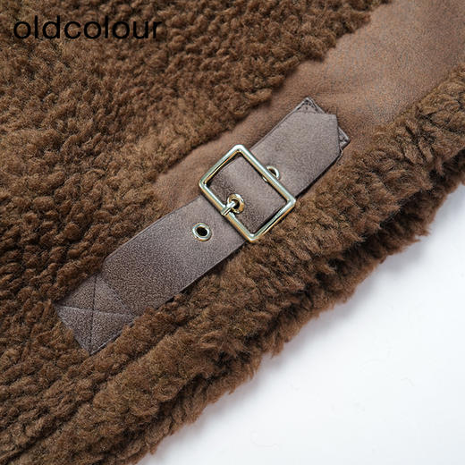 oldcolour冬季咖色气质保暖百搭羊羔绒短款外套女DM45041157 商品图4