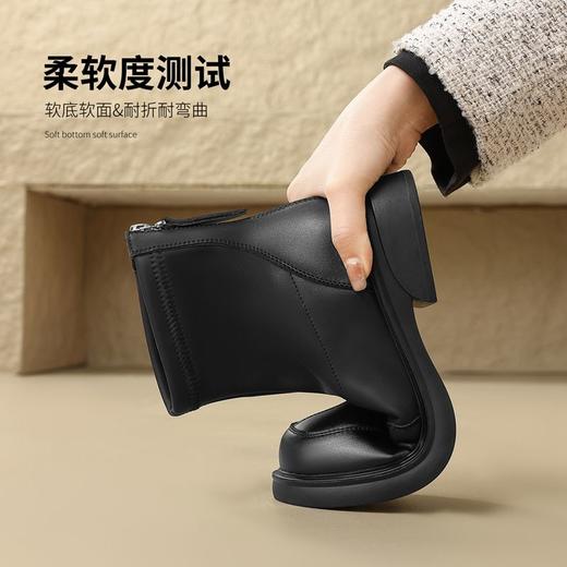 ZHR则则加绒短靴2024秋冬新款轻便外穿靴子平底英伦短靴女烟筒靴 商品图5