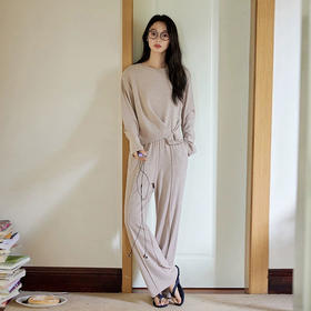 【顺丰包邮】99842 洛诗琳设计感毛巾料纽扣套头休闲家居两件套231060