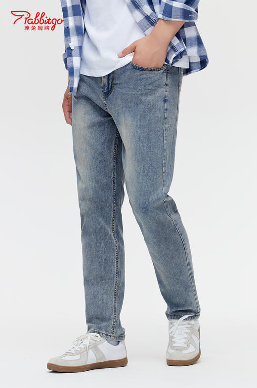 赤兔嗨购男装宽松直筒/哈伦弹力不束缚牛仔裤2024年秋冬新款水洗长裤耐穿耐磨 商品图2