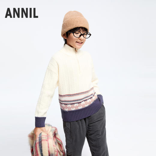 男童毛衣保暖北极绒冬季新款安奈儿童装实体店同款AB444612 商品图1