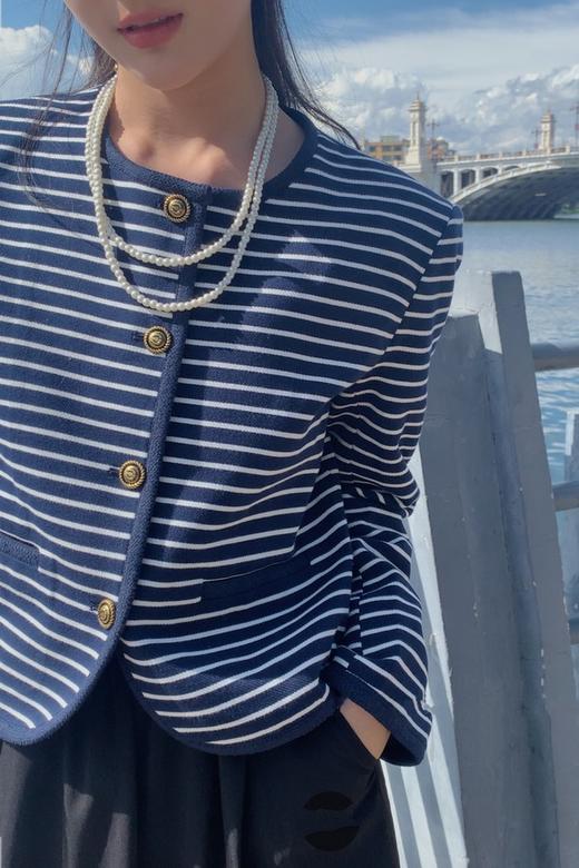 LNNNS 蓝白色条纹圆领小香风外套 17558 商品图1