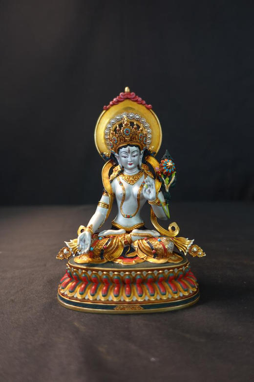 彩绘黄铜艺术像15cm（绿度母 白度母） 商品图5