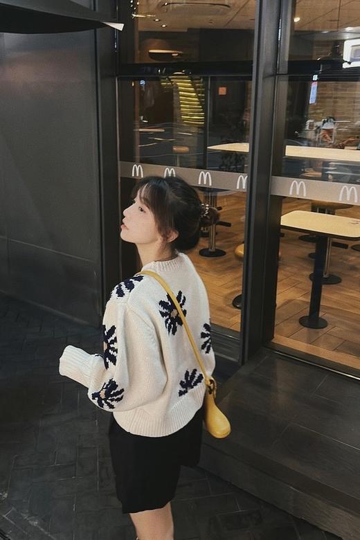 LNNNS 法式短款雏菊图案针织上衣 17602 商品图4