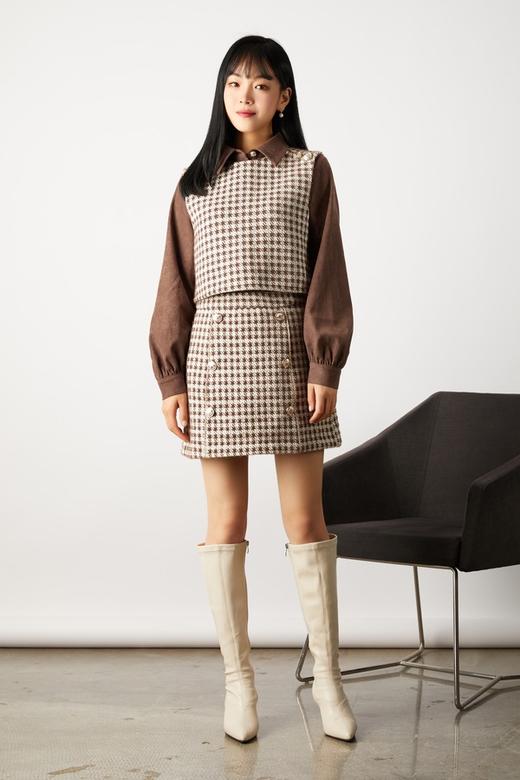 amadella 咖啡色千鸟格纹套装 10846 商品图1