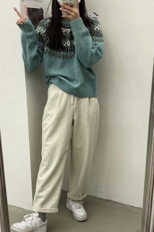 LNNNS 蓝绿色费尔岛厚实毛衣 17663 商品图3