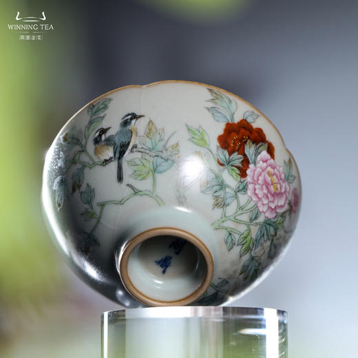 问鼎汝瓷鼎峰系列天青含露杯（牡丹花鸟） 商品图3