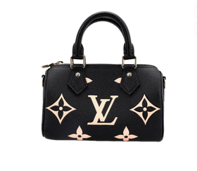 LOUIS VUITTON Speedy Nano 印花Logo可调节可拆卸肩带 牛皮 手提单肩斜挎包 迷你  女款 黑色