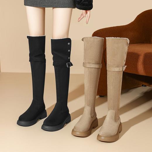 ZHR则则时尚百搭过膝靴2024新款洋气复古长筒靴折叠两穿加绒女靴 商品图3