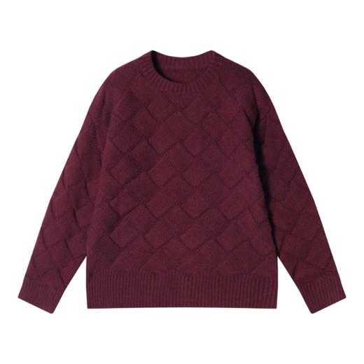 MY161秋冬季新款时尚个性纯色格子圆领套头毛衣复古休闲宽松上衣 商品图1