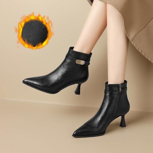 ZHR则则废土风细跟短靴女2024新款冬季潮流瘦瘦靴保暖加绒小皮靴 商品图7