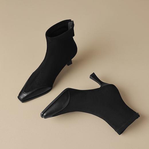 ZHR则则时尚尖头细跟高跟通勤女鞋2024新款冬季百搭通勤短靴靴子 商品图9