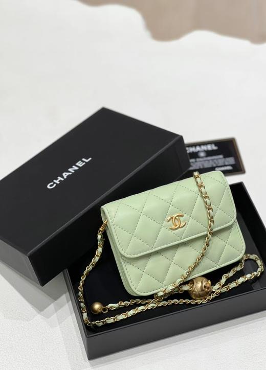 CHANEL香奈儿小金球 翻盖链条菱格纹 小羊皮单肩斜挎包女款 绿色 商品图0