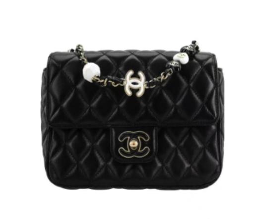 CHANEL香奈儿 珐琅扣爱心链条翻盖小羊皮 单肩斜挎包 大号 芯片款 女款 黑色 商品图0