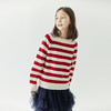 棵初24冬季儿童节日氛围感红条纹羊毛衫女童拼色保暖软糯针织毛衣 商品缩略图4