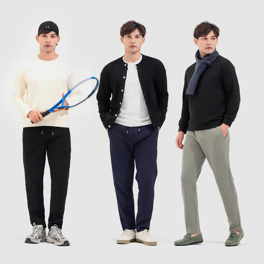 SKAH仿棉空气层珠地长裤 软糯Q弹保暖休闲裤不易变形起皱运动裤 秋冬时尚立体有型百搭裤 商品图2