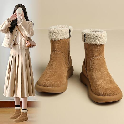 ZHR则则时尚简约加绒保暖雪地靴短靴2024新款冬百搭靴子棉靴女鞋 商品图0