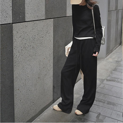 【顺丰包邮】34756 洛诗琳秋冬松弛感抓绒宽松廓形直筒休闲裤4309 商品图3