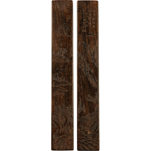 清 红木阴刻山水人物诗文镇纸（一对） 商品图5