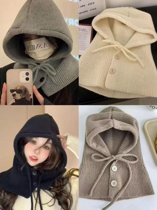 ins巴拉克拉法帽 冬季保暖帽子围巾一体💕 商品图2