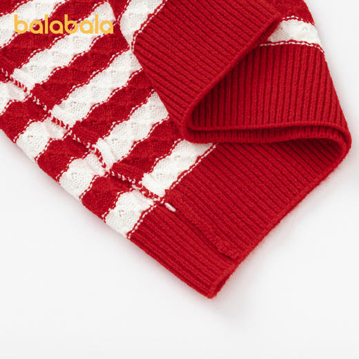 巴拉巴拉童装儿童毛衣女童毛衫2025春装条纹针织衫蝴蝶结内搭上衣 商品图4