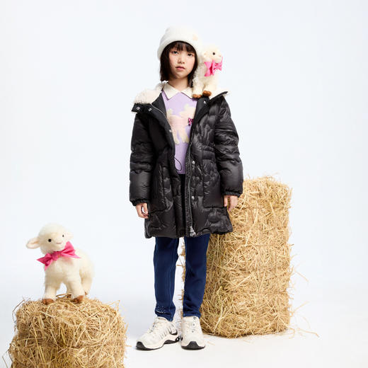 【御寒-5~5℃】女童中长款羽绒外套冬季新款安奈儿童装实体店同款AG445805 商品图3