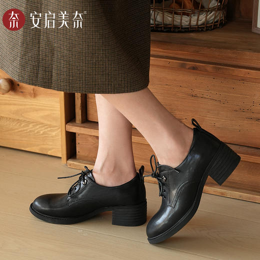 ARCHCONTACT安启美奈宽楦舒适深口系带复古小皮鞋52978 商品图1