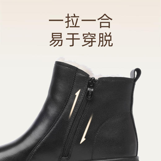信诺羊毛靴子真皮厚底短靴女2024新款冬季加绒加厚棉鞋保暖雪地靴M523-2Y 商品图4