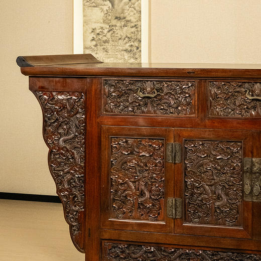 二十世纪 红木满工云龙纹三联闷户橱柜 商品图2