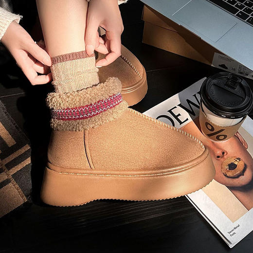 【特价29元】冬季时尚百搭保暖女款外穿毛绒厚底棉鞋雪地靴短靴女棉鞋【WG24131】 商品图3