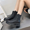 经典鲨2024年冬季新款百搭圆头加绒保暖平底后拉链短筒靴女KW385-D58021 商品缩略图1