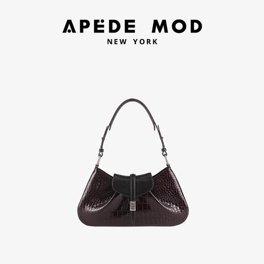 【秋冬新款】品牌直发 APEDE MOD 时尚新中式麂皮鳄鱼纹牛皮方锁马鞍包单肩腋下包 商品图10