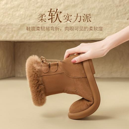 ZHR则则时尚加绒保暖雪地靴短靴女2024冬季新款百搭简约靴子女鞋 商品图3