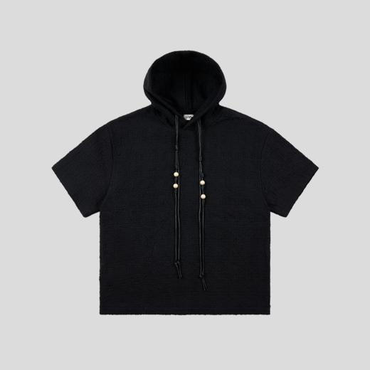 GOODBAI 916 串珠穿绳连帽纹理面料短袖oversize外套 商品图1