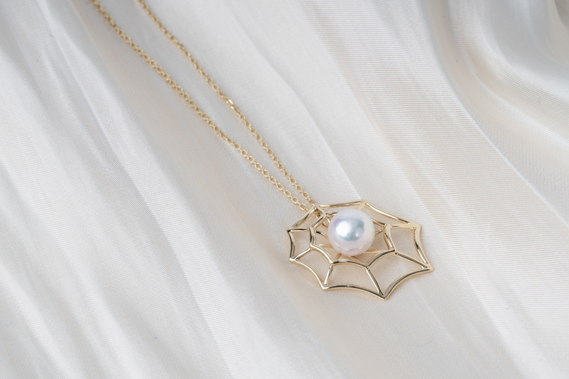 「网」Akoya珍珠14k项链