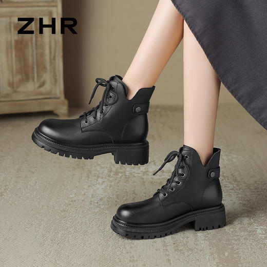 ZHR则则经典多巴胺马丁靴2024新厚底轻便法式小短靴简约时装女靴 商品图4