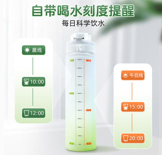 【便携随行】长轻 刻度水壶 容量1000ml 移动小水库满足一天饮水量 商品图1