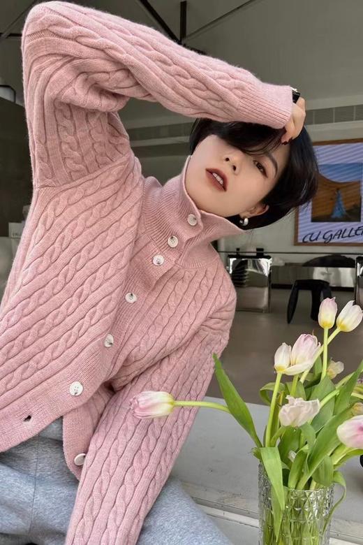 LNNNS 休闲高领麻花针织外套 17568 商品图2