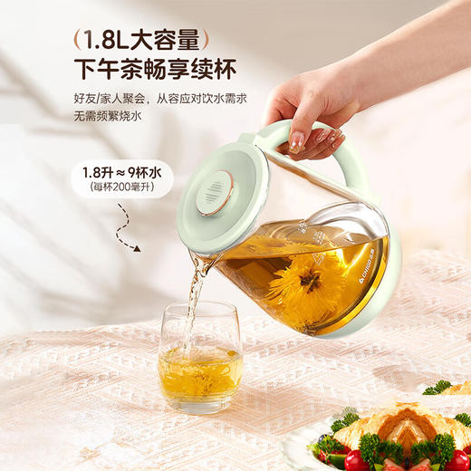 志高（CHIGO）养生壶多功能家用花茶壶1.8L大容量烧水壶 煮茶器智能预约煮茶壶 办公室电水壶 浅绿色 1.8L A-3512 商品图2